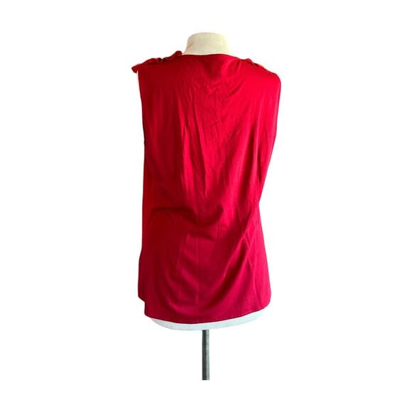 Womens Top Size Large Red Tank Top Ruffles Flowy Professional Party Indie - Picture 4 of 7